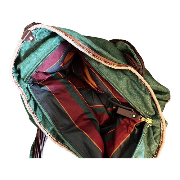 LUANA Green Canvas Hobo Bag Strappy Dual Handle Shoulder Handbag Zip Closure GUC - Picture 7 of 14